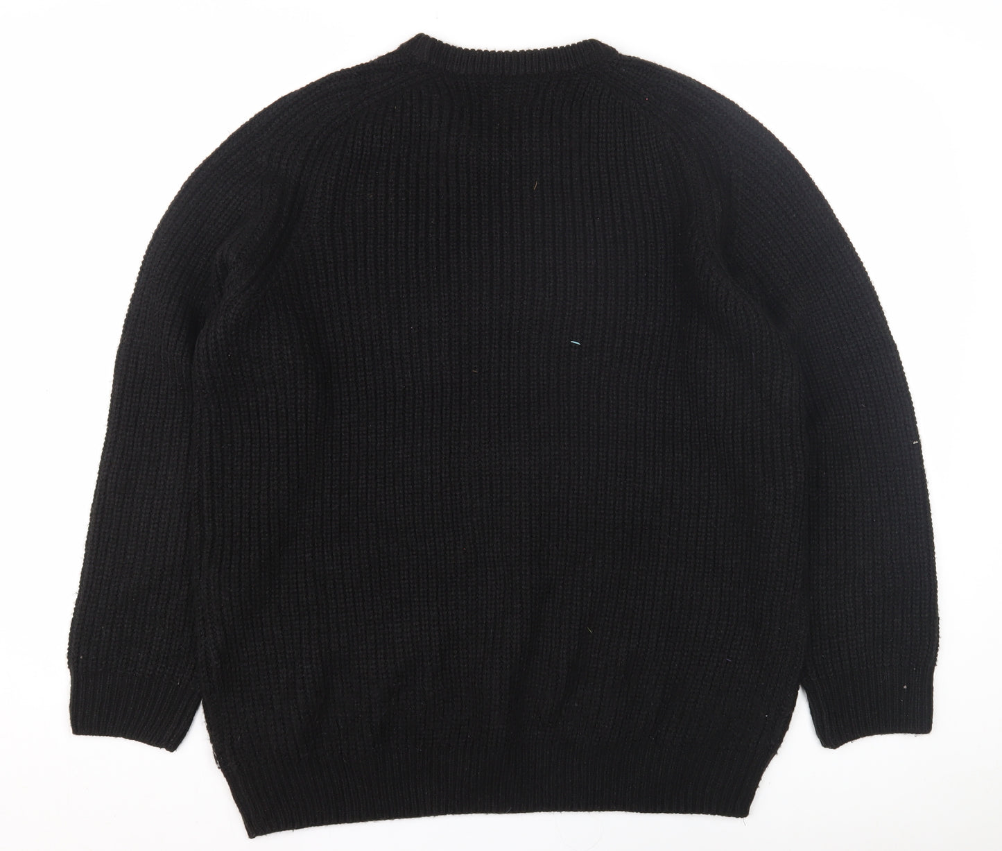 Threadbare Men's Black Chunky-Knit Pullover Jumper M