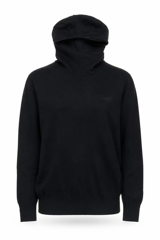 Front view of Superdry unisex black regular fit jumper hoodie m