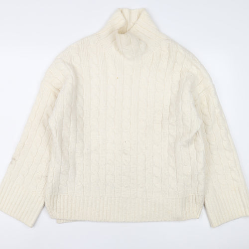 Abercrombie & Fitch Women's Ivory Cable-Knit Jumper S