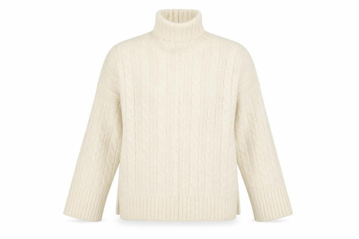 Abercrombie & Fitch Women's Ivory Cable-Knit Jumper S