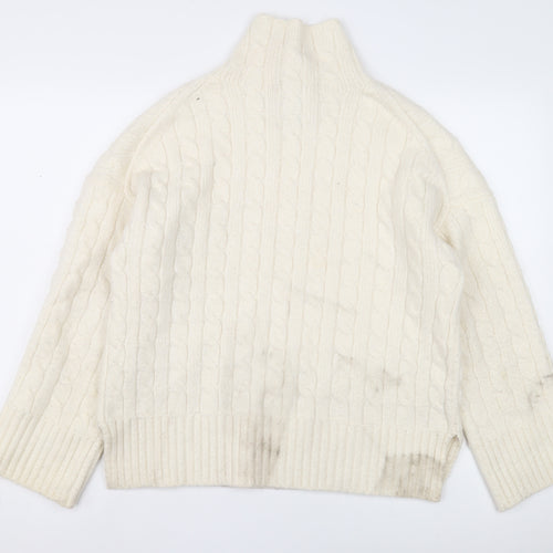 Abercrombie & Fitch Women's Ivory Cable-Knit Jumper S