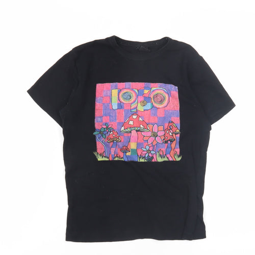 Turban Outfitters Unisex Kids Black Graphic T-Shirt S