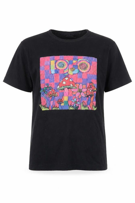Front view of Turban Outfitters unisex kids black graphic t-shirt s
