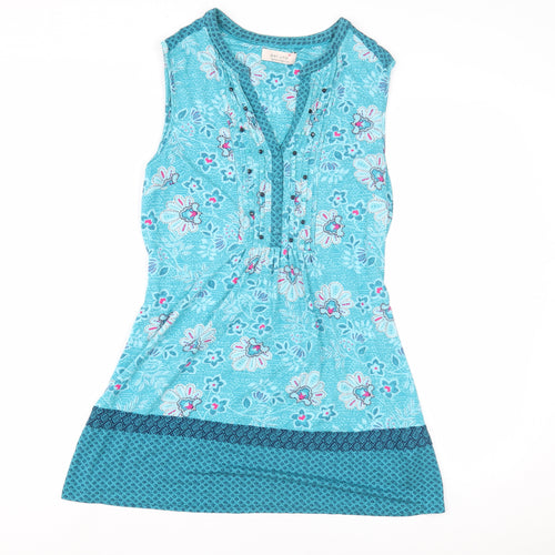 Marks and Spencer Blue Floral Tunic Tank Top, Size 10
