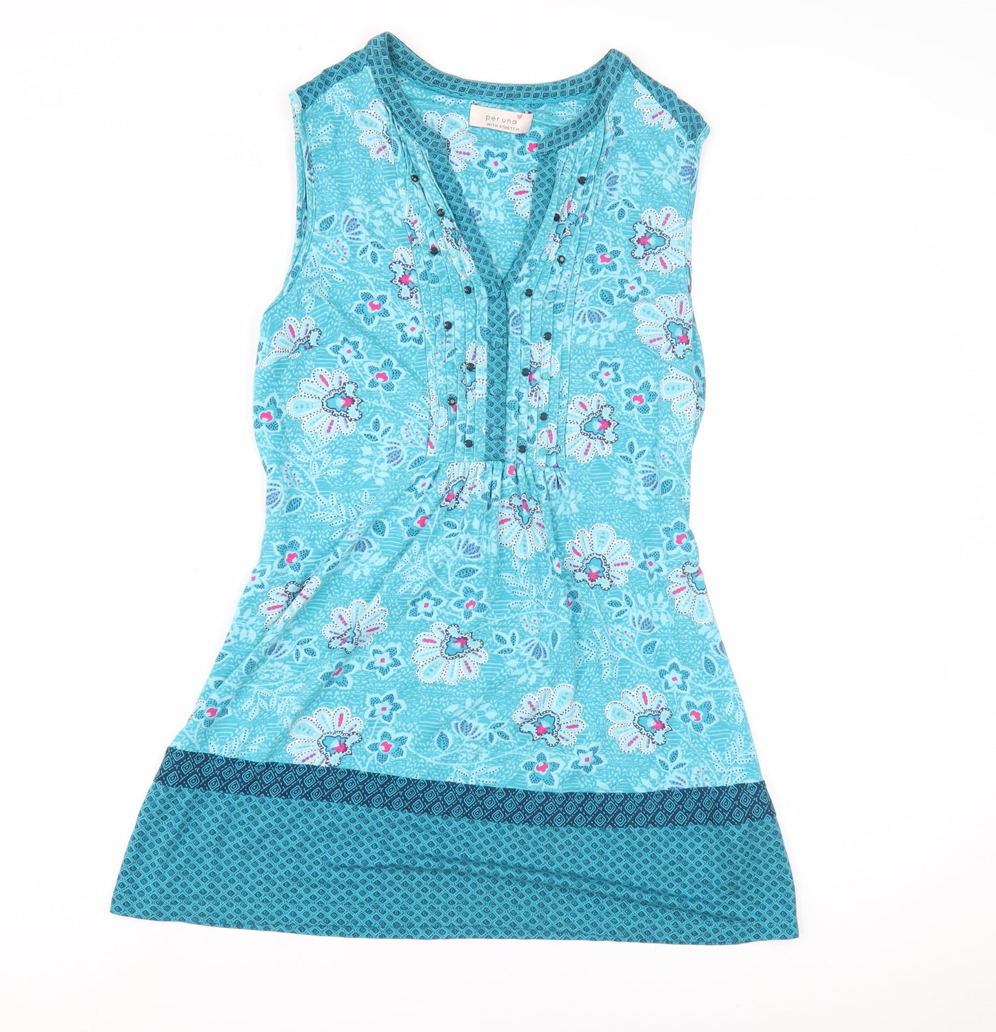 Marks and Spencer Blue Floral Tunic Tank Top, Size 10