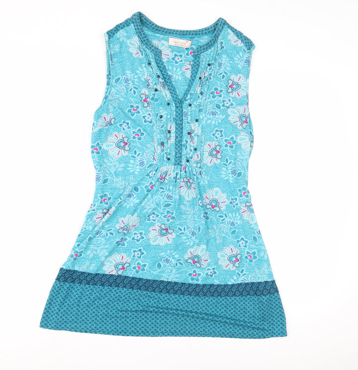 Marks and Spencer Blue Floral Tunic Tank Top, Size 10