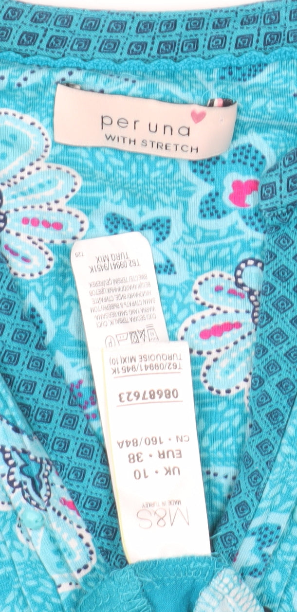 Marks and Spencer Blue Floral Tunic Tank Top, Size 10