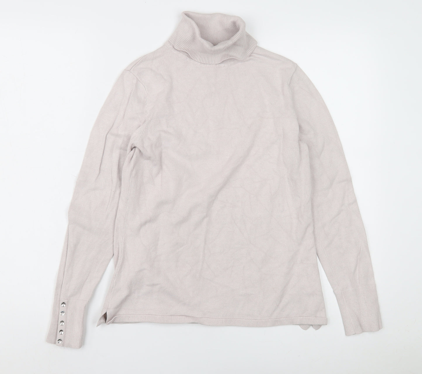 M&Co Women's Ivory Roll Neck Jumper Size 10