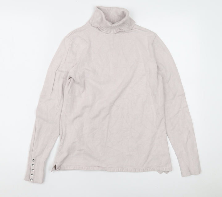 M&Co Women's Ivory Roll Neck Jumper Size 10