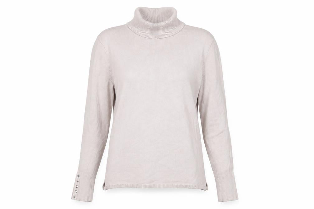 Front view of M&Co Women's Ivory Roll Neck Jumper, size 10