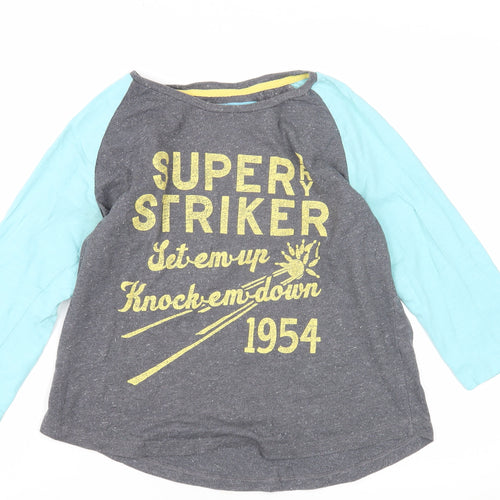 Superdry Unisex Grey Blue Ringer Tee M