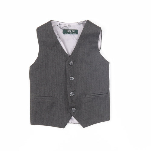 Paisley Boys Grey Waistcoat 7 Years Herringbone Formal