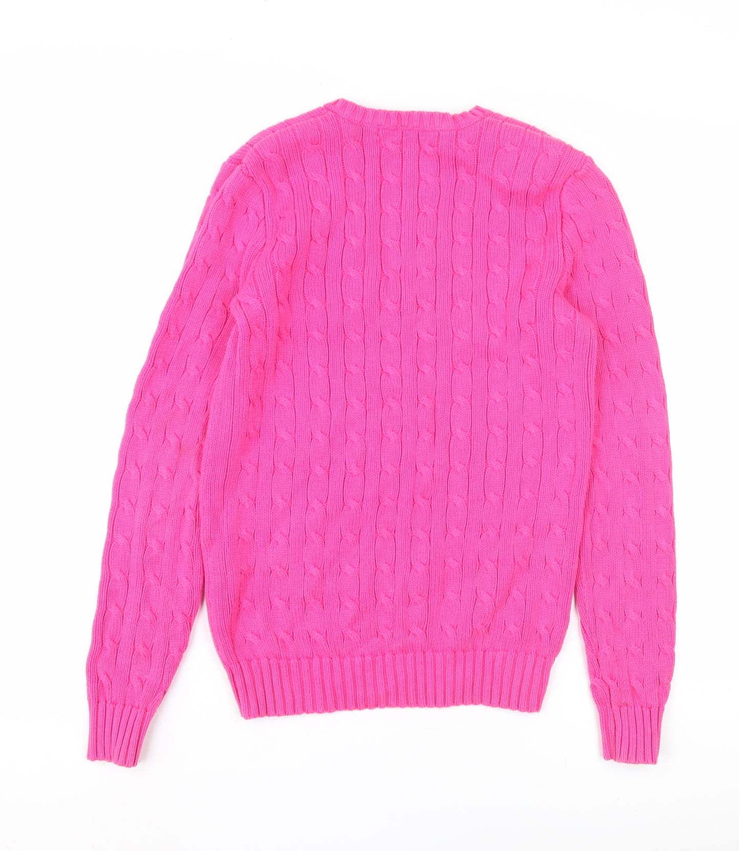 Ralph Lauren Sport Women’s Pink V-Neck Cable Knit Jumper