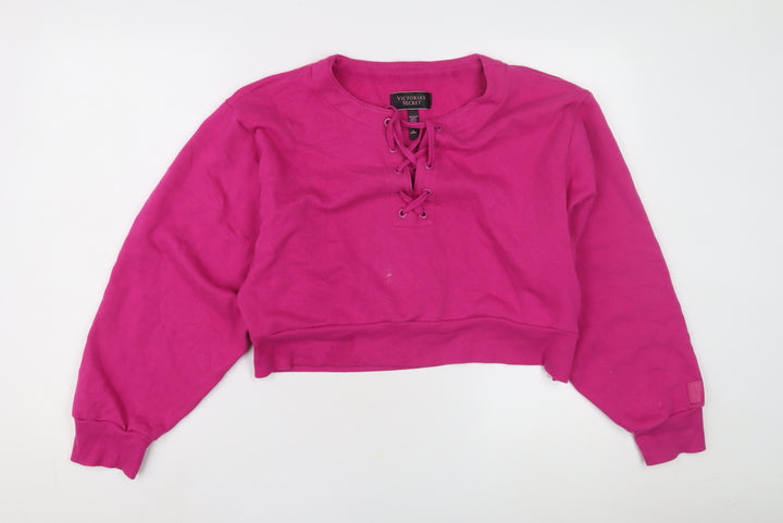 Victoria's Secret Women's Pink Lace-Up Sweatshirt M