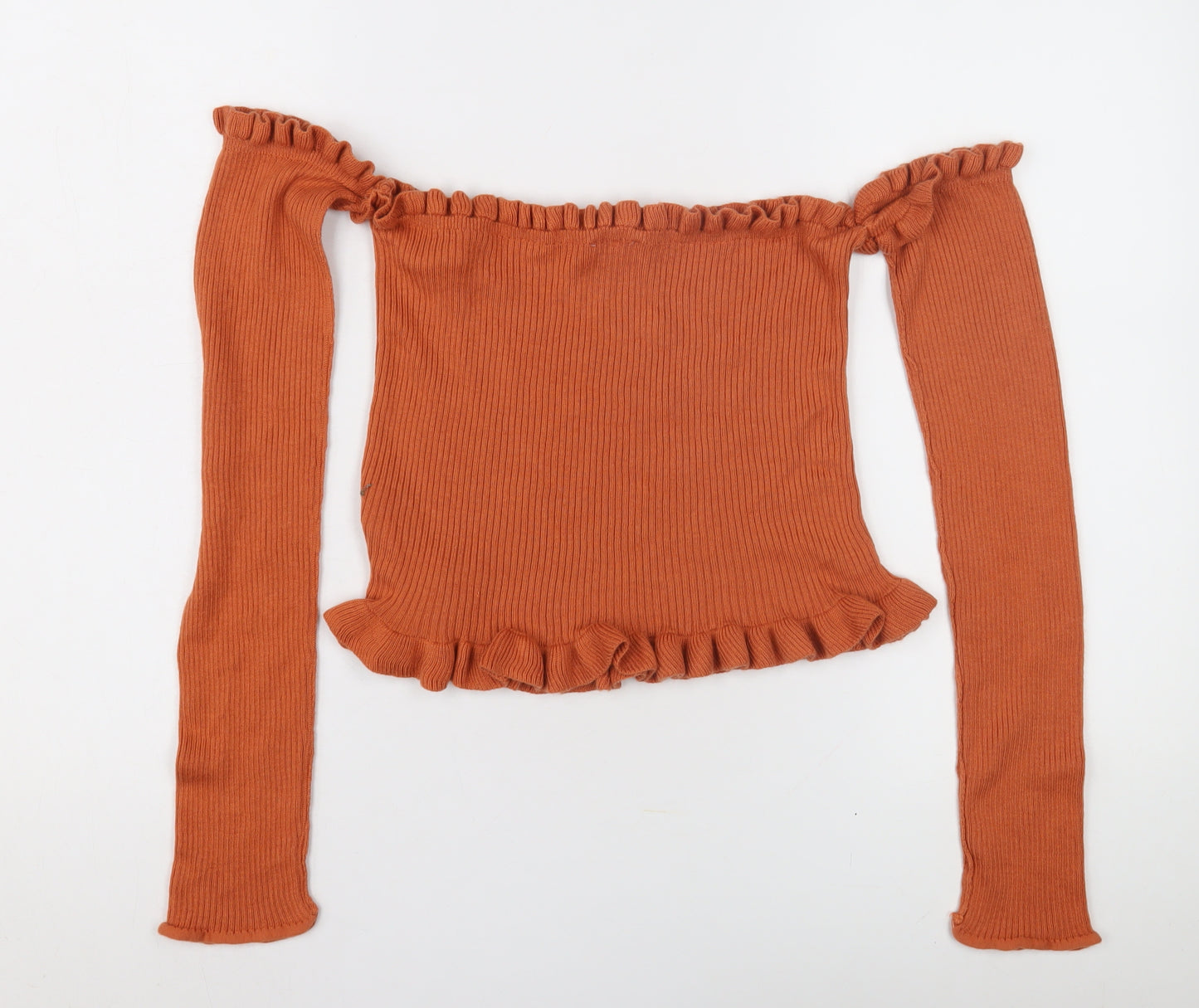 ASOS Women's Orange Pullover Jumper, Size 16, Ruffle Accents