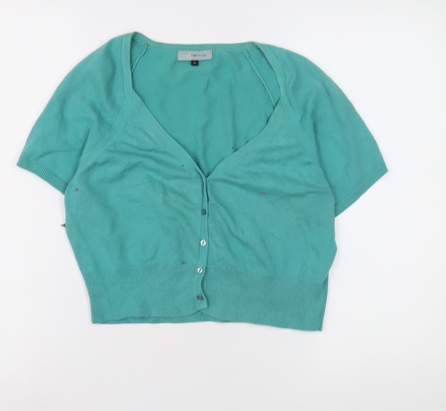 Red Herring Women's Green V-Neck Cardigan Size 14