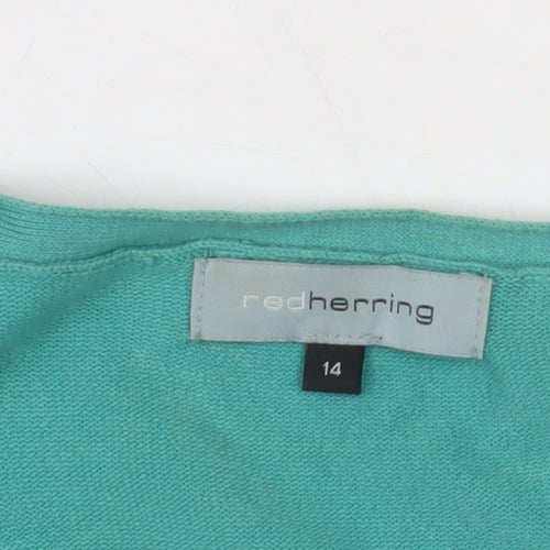 Red Herring Women's Green V-Neck Cardigan Size 14