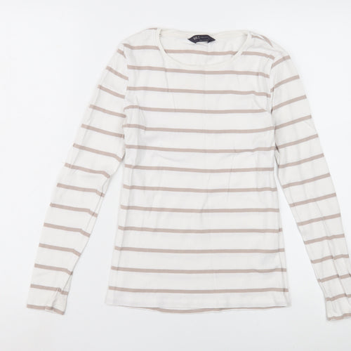 Marks and Spencer Women's White Striped Jersey T-Shirt