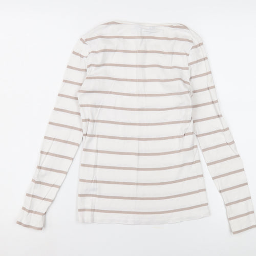 Marks and Spencer Women's White Striped Jersey T-Shirt