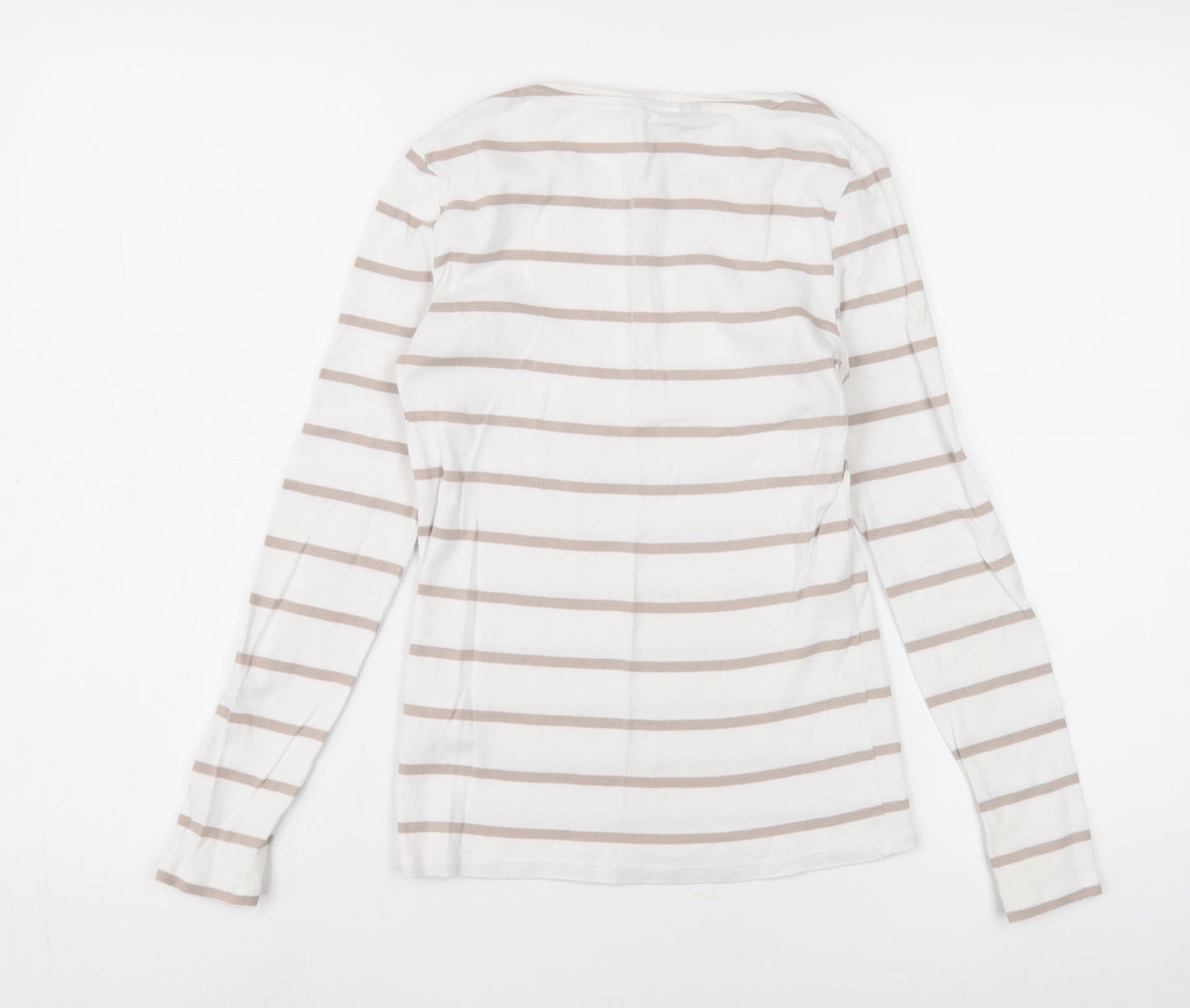 Marks and Spencer Women's White Striped Jersey T-Shirt