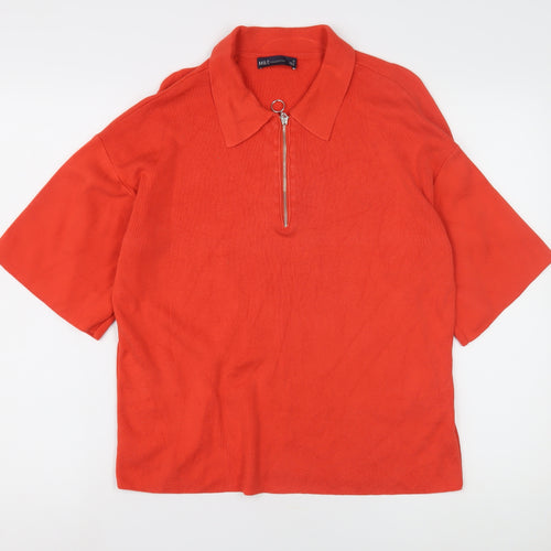 Marks and Spencer Women's Orange XS Collared Jumper