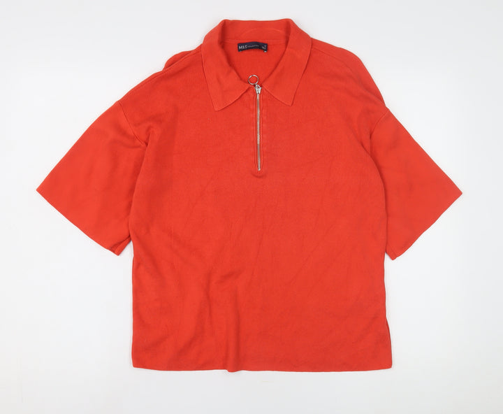 Marks and Spencer Women's Orange XS Collared Jumper