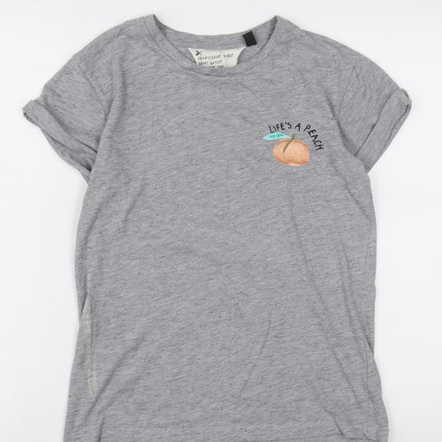 Topshop Women's Grey T-Shirt, Embroidered, Size 8