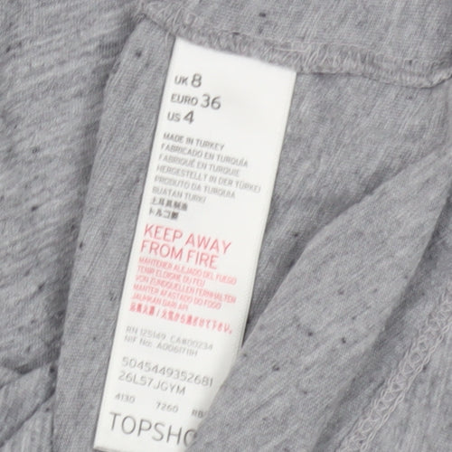 Topshop Women's Grey T-Shirt, Embroidered, Size 8