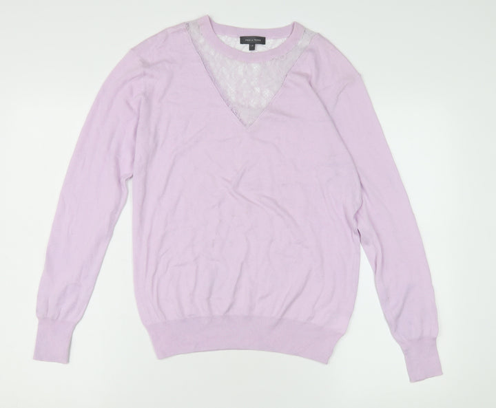 Pied a Terre Women's Purple Knit V-Neck Pullover Jumper Size 12