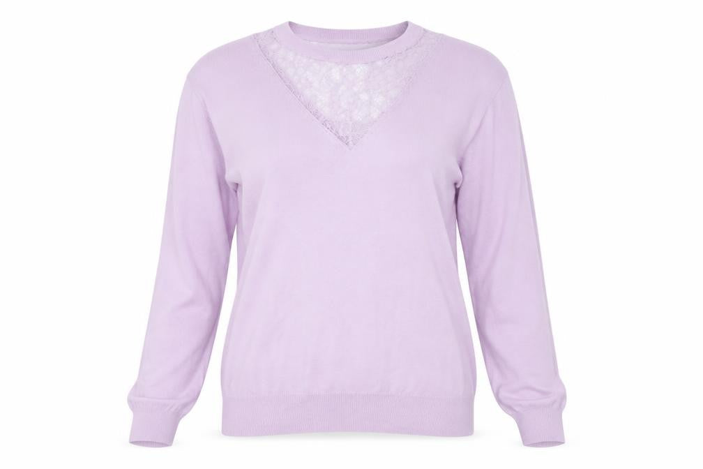 Front view of Pied a Terre Women's Purple Knit V-Neck jumper, size 12