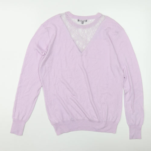 Pied a Terre Women's Purple Knit V-Neck Pullover Jumper Size 12