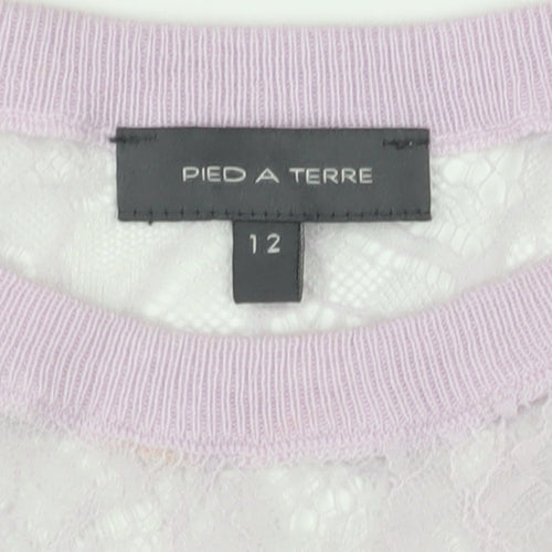 Pied a Terre Women's Purple Knit V-Neck Pullover Jumper Size 12