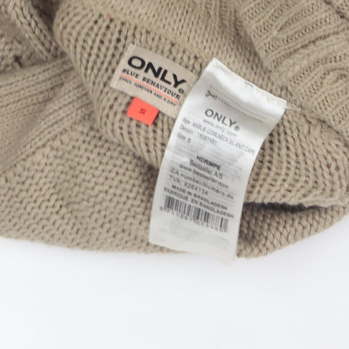 Only Women's Beige Cable-Knit Cape, Size S, Roll Neck