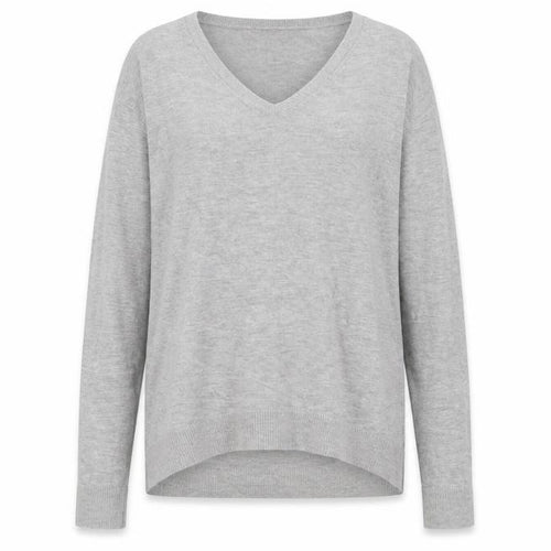 Mango Grey V-Neck Cashmere Blend Women's Jumper