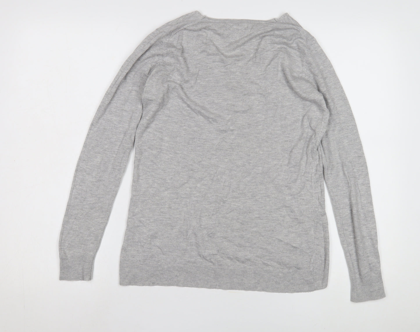 Mango Grey V-Neck Cashmere Blend Women's Jumper