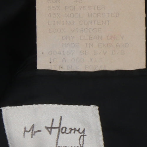 Mr Harry Men's Black Blazer, 38S One-Button, Formal