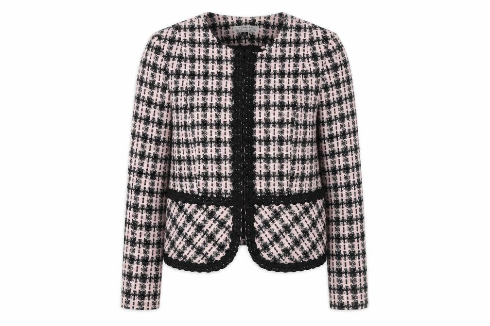 Front view of Tahari Women's Multicoloured Check Blazer, size 12