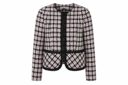 Front view of Tahari Women's Multicoloured Check Blazer, size 12