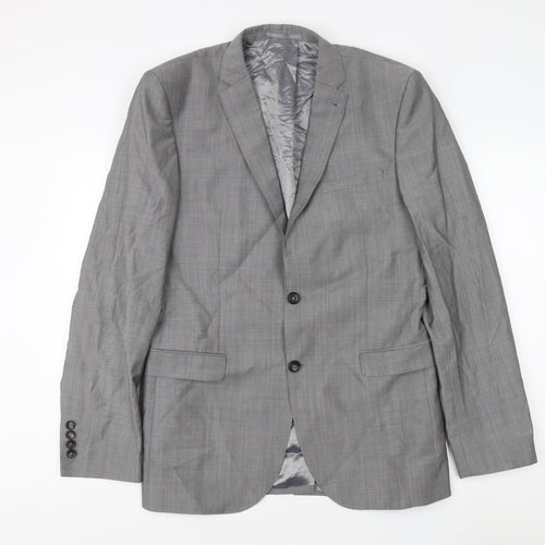 Next Men's Grey Check Blazer, 40 Long, Wool/Mohair