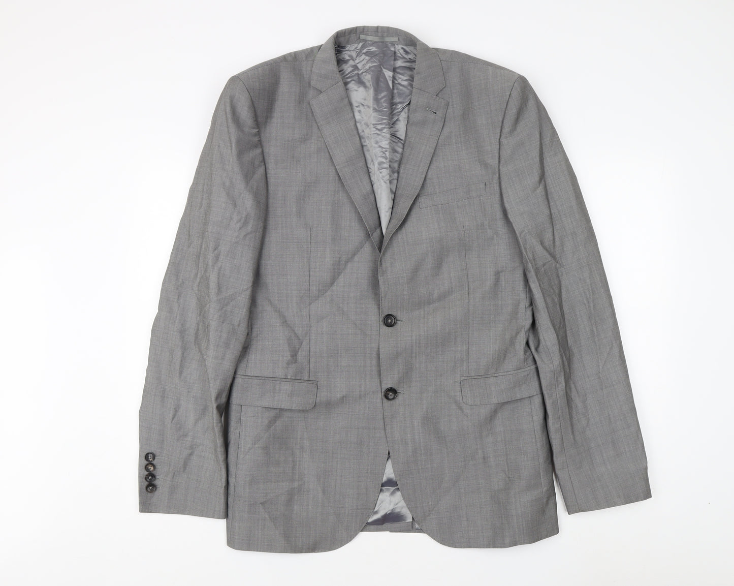 Next Men's Grey Check Blazer, 40 Long, Wool/Mohair