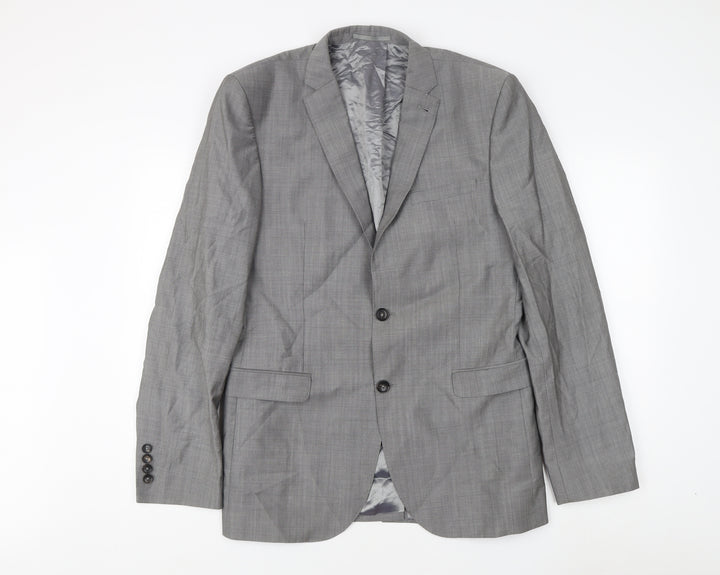 Next Men's Grey Check Blazer, 40 Long, Wool/Mohair