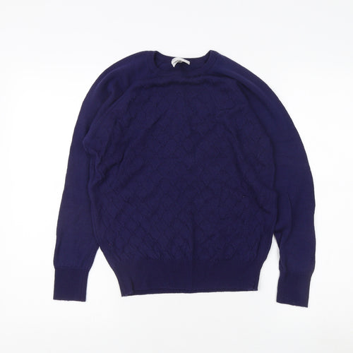 Damart Women's Blue Cable Knit Wool Jumper, Size 14