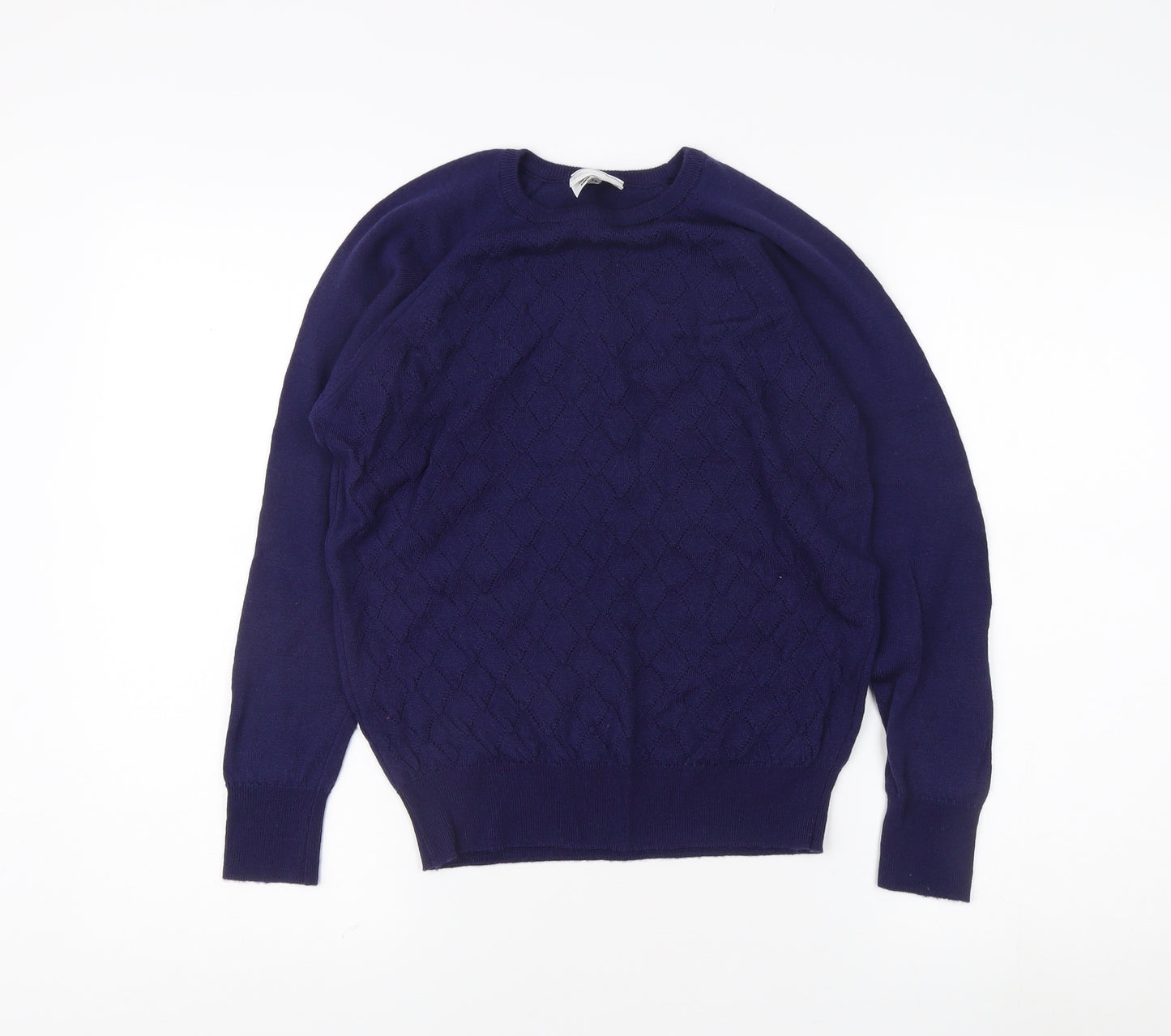Damart Women's Blue Cable Knit Wool Jumper, Size 14