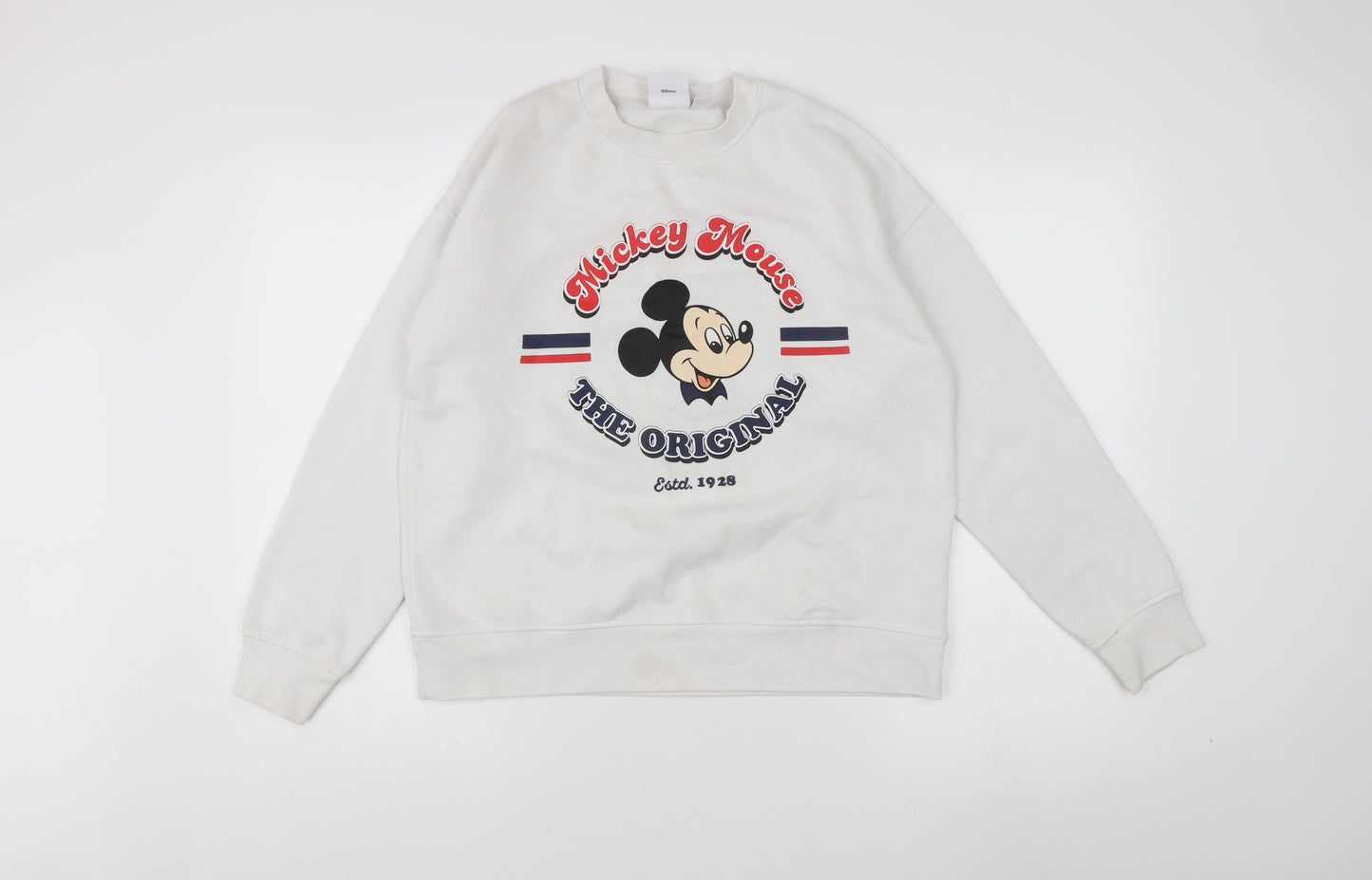 Disney Women's XS White Pullover Sweatshirt with Mickey Mouse Graphic
