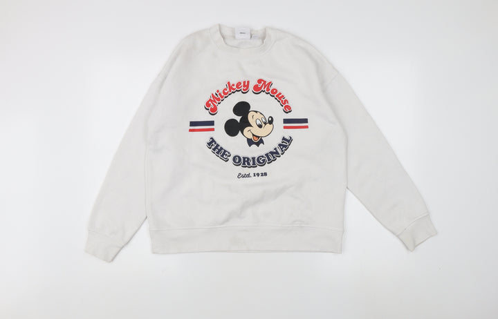 Disney Women's XS White Pullover Sweatshirt with Mickey Mouse Graphic