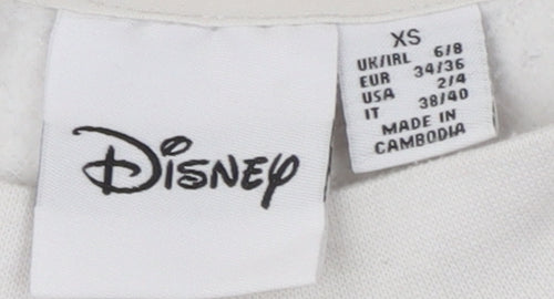 Disney Women's XS White Pullover Sweatshirt with Mickey Mouse Graphic