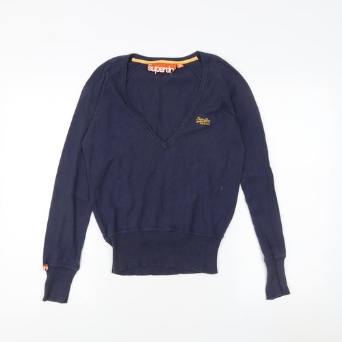 Superdry Men's Blue V-Neck Pullover Jumper, Size S