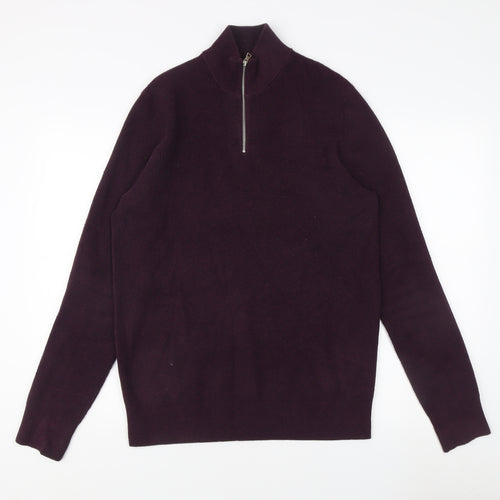 Marks and Spencer Men's Purple High Neck Jumper M