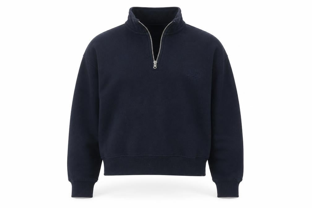 Front view of Superdry Black 1/4 Zip Sweatshirt, S, unisex