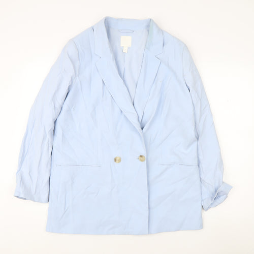 H&M Women's Blue Blazer M Double Breasted